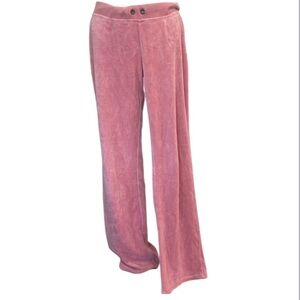 Blu chic pink velour athletic pants pull on elastic waist flare leg women size M